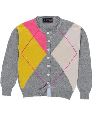 La Fetiche Cynthia Argyle-Pattern Cardigan - Grey