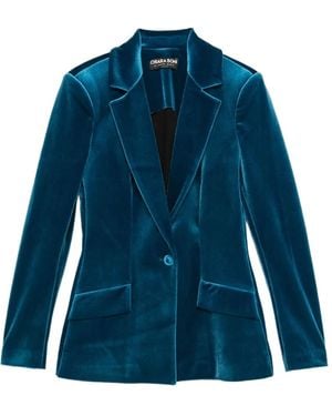 La Petite Robe Di Chiara Boni Velvet Blazer - Blue