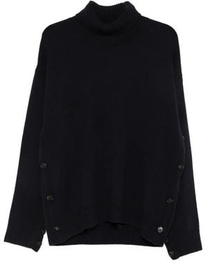 frenken Rollkragenpullover Mit Knopfdetail - Schwarz