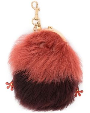 Anya Hindmarch Shearling Space Creature Coin Purse - Red