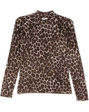 Bompard Leopard-Print Cashmere T-Shirt - Brown