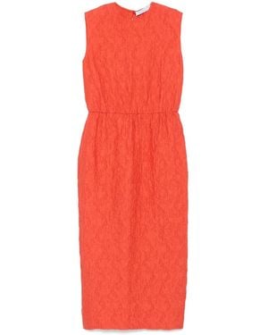 Harris Wharf London Gerafftes Midikleid Mit Knitteroptik - Rot