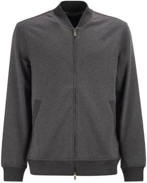 Brunello Cucinelli Zip Ribbed-Knit Sweatshirt - Grey