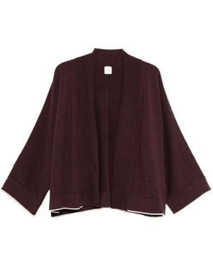 Eleventy Three-Quarter Sleeve Open-Front Cardigan - Red