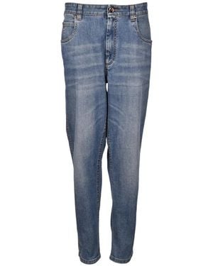 Brunello Cucinelli Vaqueros Con Efecto Desgastado - Azul