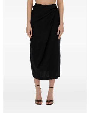 Alysi Draped Knot-Detail Midi Skirt - Black