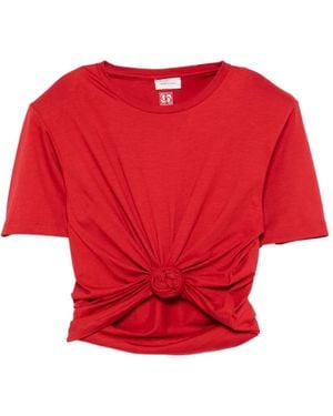 Magda Butrym Rosette-Detail Cropped T-Shirt - Red