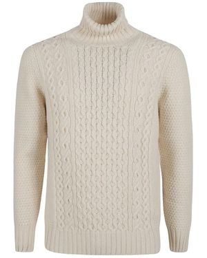 Drumohr Turtleneck Cable-Knit Jumper - White