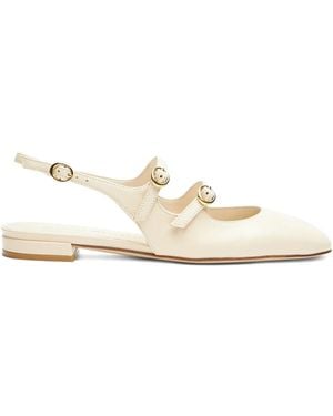 Stuart Weitzman Slingback Buckle Flats - Natural