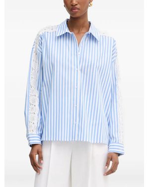 Morgan Lace-Trim Striped Shirt - Blue