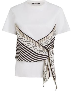 KARL LAGERFELD Scarf-Print T-Shirt - White