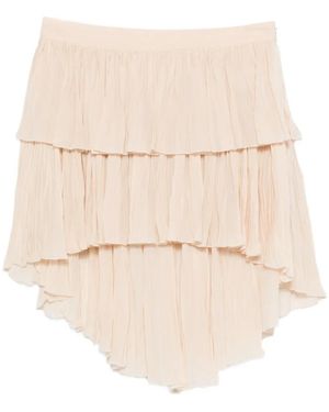 Blumarine Tiered Ruffled Mini Skirt - Natural