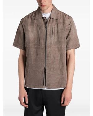 Roberto Collina Zip-Up Short-Sleeve Shirt - Brown