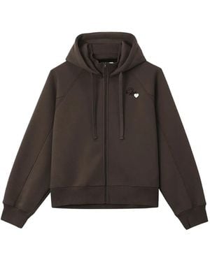 Izzue Logo-Embroidered Zip-Up Hoodie - Brown