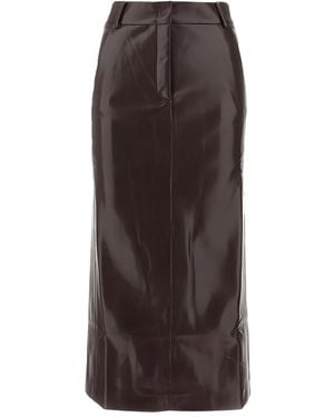 ANDAMANE Concealed-Fastening Straight Skirt - Brown