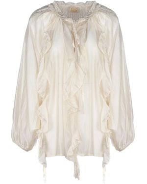 PHO® Firenze Ruffled Gathered Blouse - White