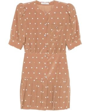Alessandra Rich Polka-Dot Pleated Mini Dress - Natural