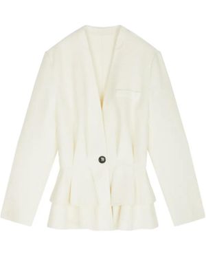 JNBY Collarless Tiered-Hem Blazer - White