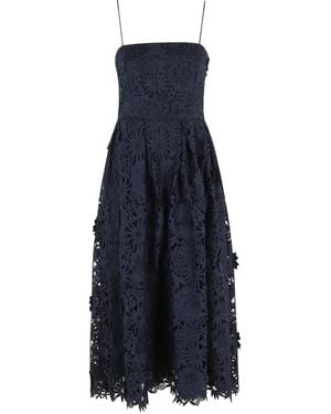 ROTATE BIRGER CHRISTENSEN 3D Lace Flared Floral Lace Dress - Blue