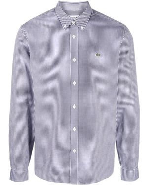 Lacoste Gingham-Check Button-Down Collar Shirt - Blue