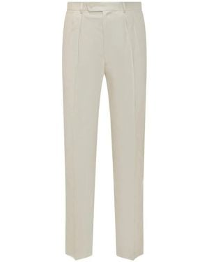 Gabriele Pasini Pleated Pressed-Crease Trousers - White