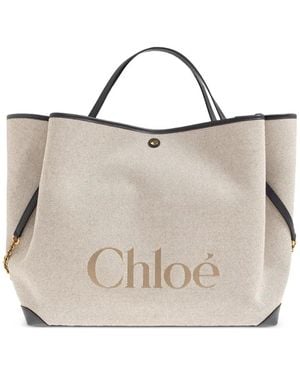 Chloé Bolso Shopper Clover Grande - Blanco