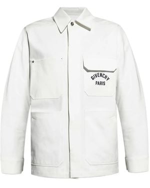 Givenchy Logo-Embroidered Shirt Jacket - White