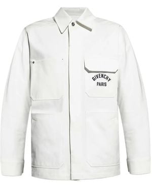 Givenchy Hemdjacke Mit Logo-Stickerei - Weiß