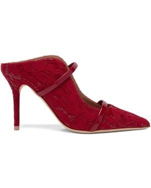 Malone Souliers 85Mm Maureen Lace Calf Leather Heeled Mules - Red