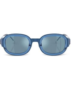 DIESEL Logo-Plaque Oval-Frame Sunglasses - Blue