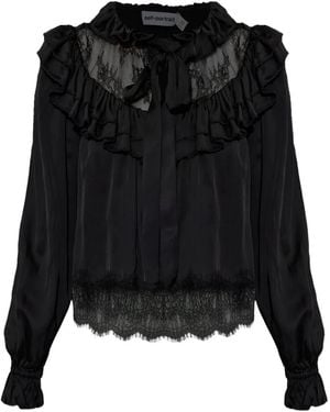 Self-Portrait Lace Ruffled Blouse - Black