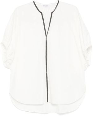 Brunello Cucinelli Bluse Mit Monili-Kette - Weiß