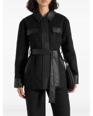 Manière De Voir Annika Suede Belted Utility Jacket - Black