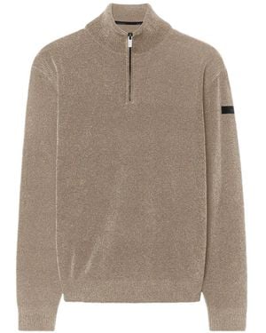Rrd Gestrickter Pullover Aus Samt Mit Kurzem Reißverschluss - Braun