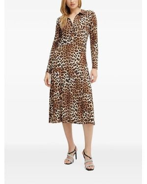 Morgan Rufus Animal-Print Midi Dress - Natural