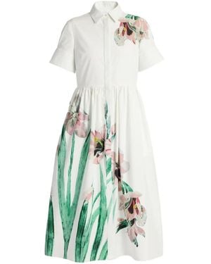 Erdem Floral-Print Cotton Midi Dress - White