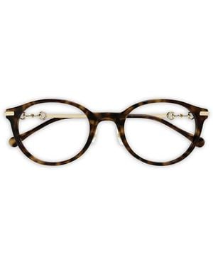 Gucci Occhiali Tondi Con Morsetto - Marrone