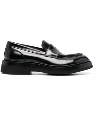 Santoni Patent-Finish Leather Loafers - Black