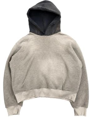 MOOJI MOOJI Contrast-Hood Frayed Hoodie - White