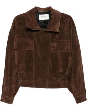 Saint Laurent Zipa-Fastening Suede Jacket - Brown
