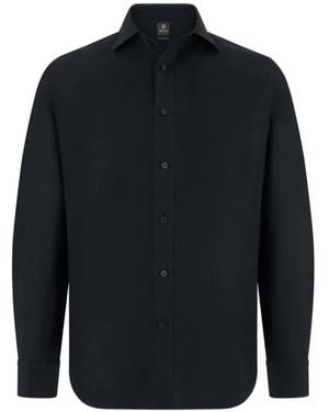 BOGGI Garment-washed Linen Shirt - Blue