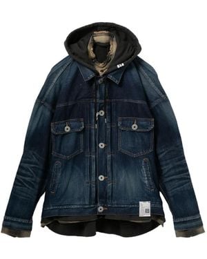 Maison Mihara Yasuhiro Hooded Denim Jacket - Blue