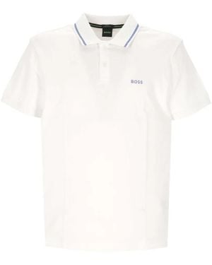 BOSS Logo-Embroidered Polo Shirt - White