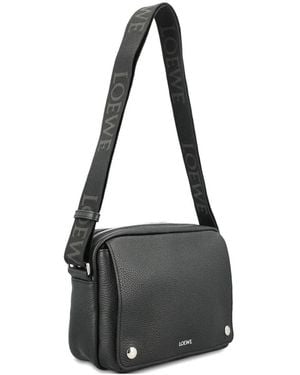 Loewe Small Leather Messenger Bag - Black
