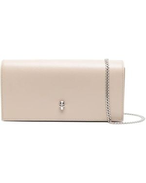 McQueen Skull-Logo Leather Crossbody Bag - Natural