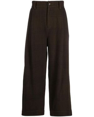 Ziggy Chen Plaid-Check Wide-Leg Trousers - Black