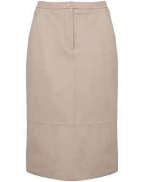Yves Salomon Leather Pencil Skirt - Natural