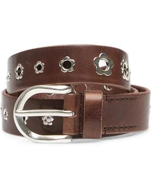 Our Legacy Ceinture En Cuir De Veau Ornée De Fleurs - Brown