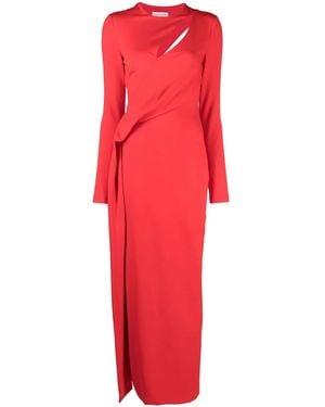 McQueen Cut Out-Detail Long-Sleeved Gown - Red