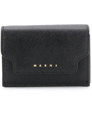 Marni Logo-Print Leather Wallet - Black
